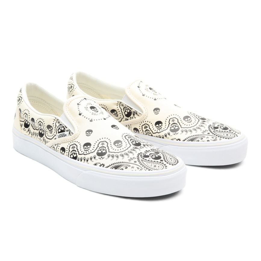 Vans Bandana Classic Slip-On Dam Vita/Svarta - Vans Slip On Skor Billigt (TNFUA2176)